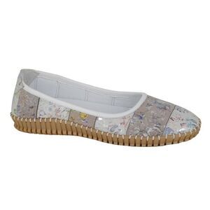 Mod Comfys Womens/Ladies Floral Leather Casual Shoes / Gray/Rose Pink